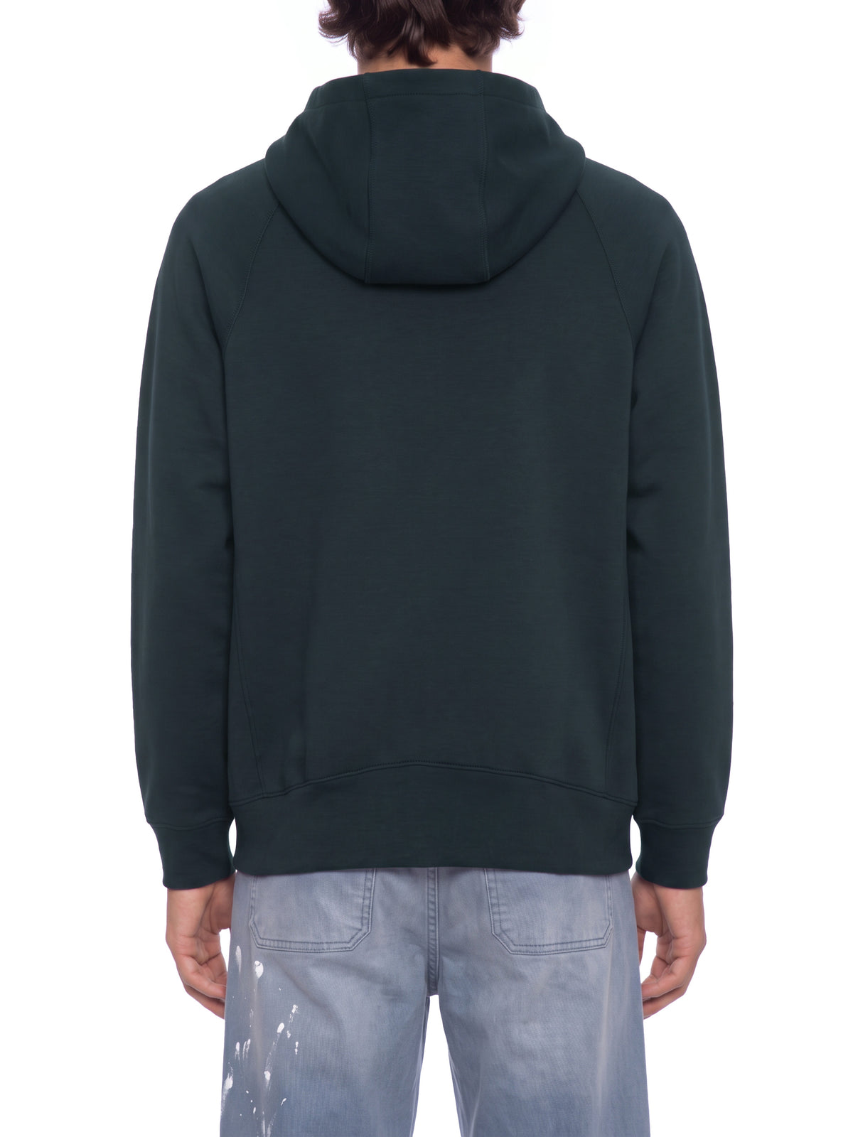 Unisex Raglan Full Zip Hoodie - Black male model back