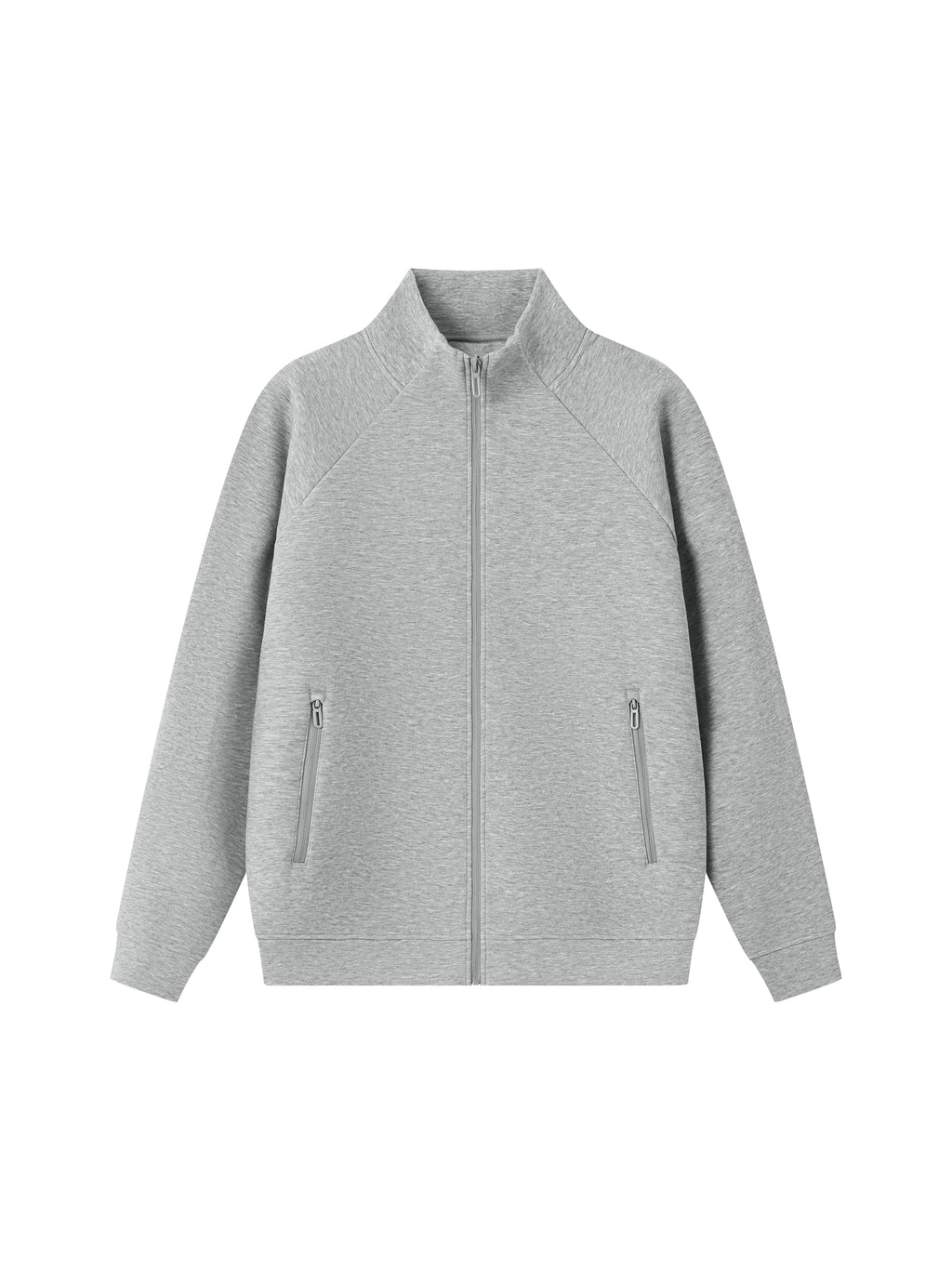 Unisex Stand Collar Jacket - Flower Gray front