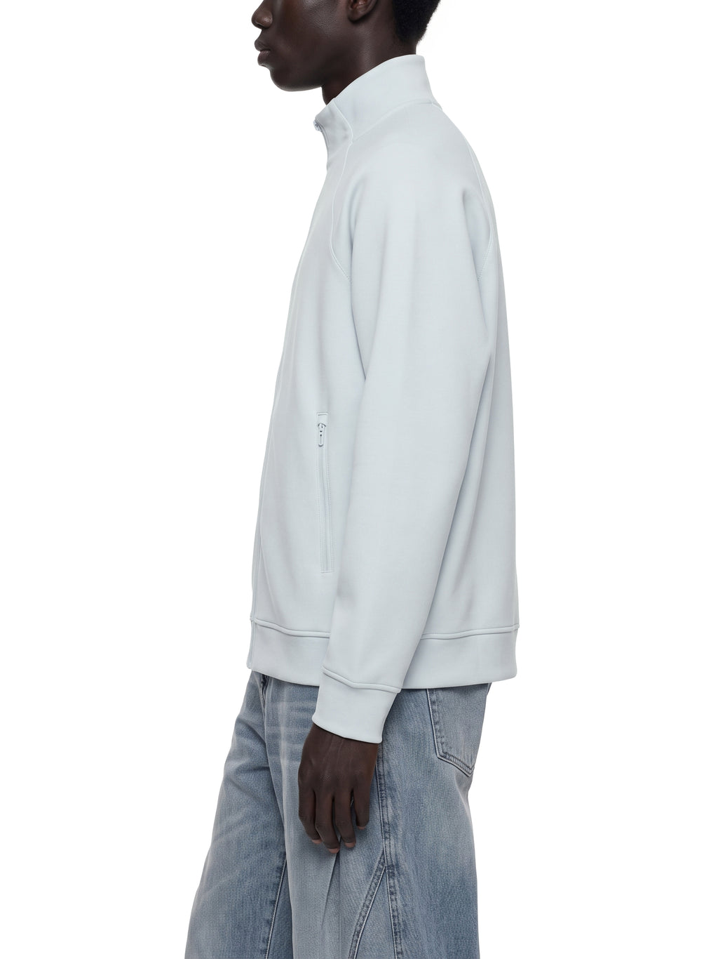 Unisex Stand Collar Jacket - Light Blue male model side