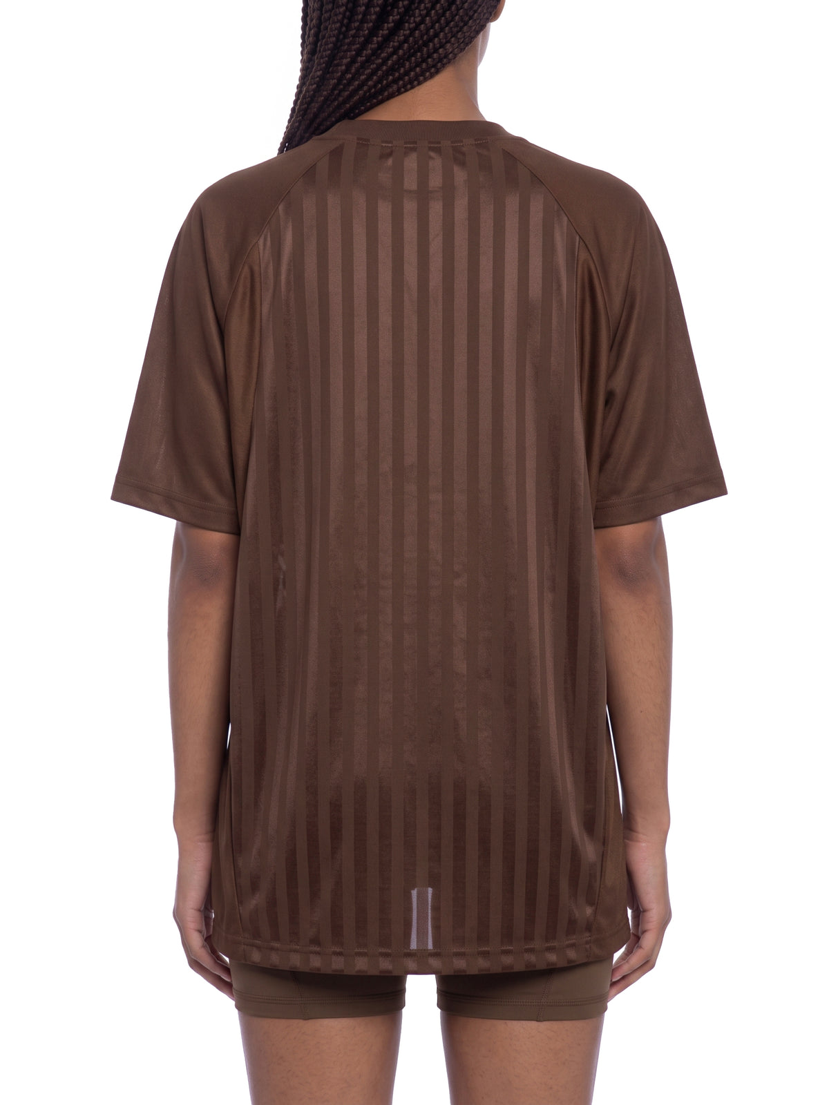 Unisex Striped Soccer Jersey coffee model back view