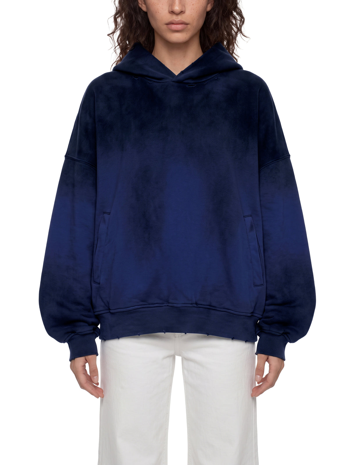 Unisex Sunfade Distressed Boxy Hoodie