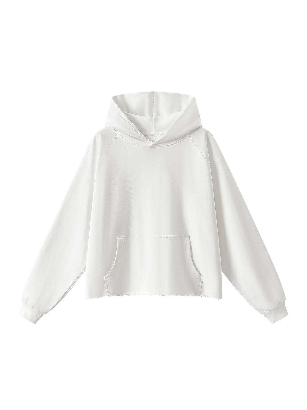 Unisex Vintage Wash Raw Edge Boxy Hoodie white front view