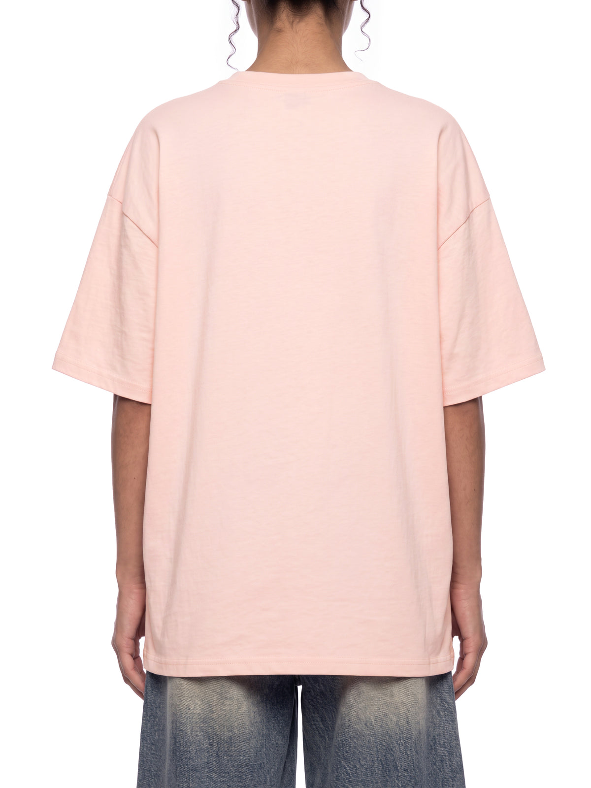 Unisex Oversized Drop Shoulder T-Shirt - Light Pink model back