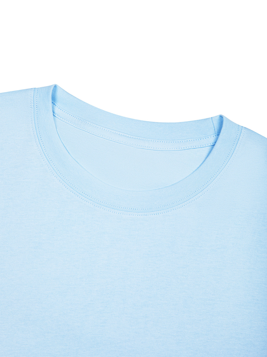 Unisex Oversized Drop Shoulder T-Shirt - Sky Blue collar detail