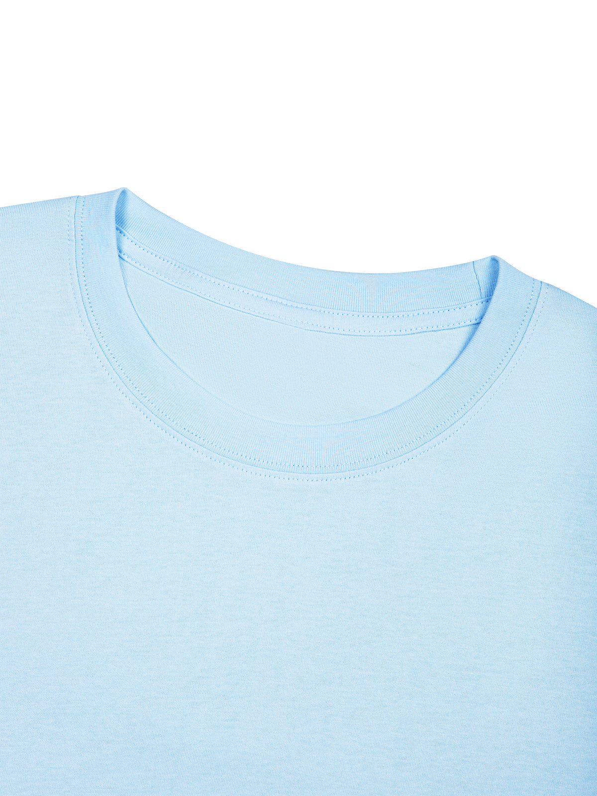Unisex Oversized Drop Shoulder T-Shirt - Sky Blue collar detail