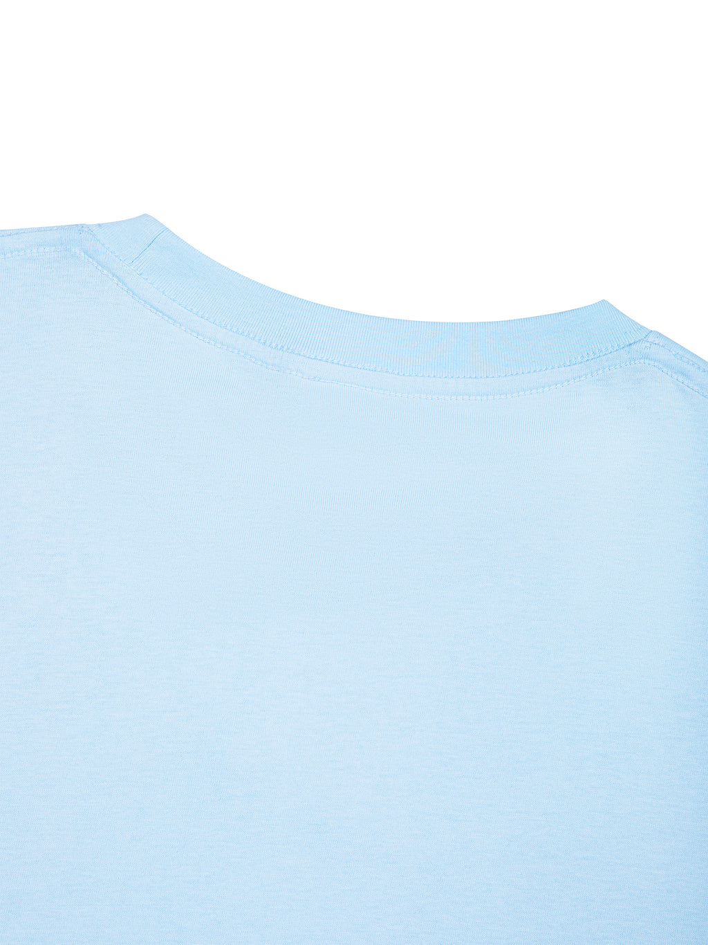 Unisex Oversized Drop Shoulder T-Shirt - Sky Blue neckline detail
