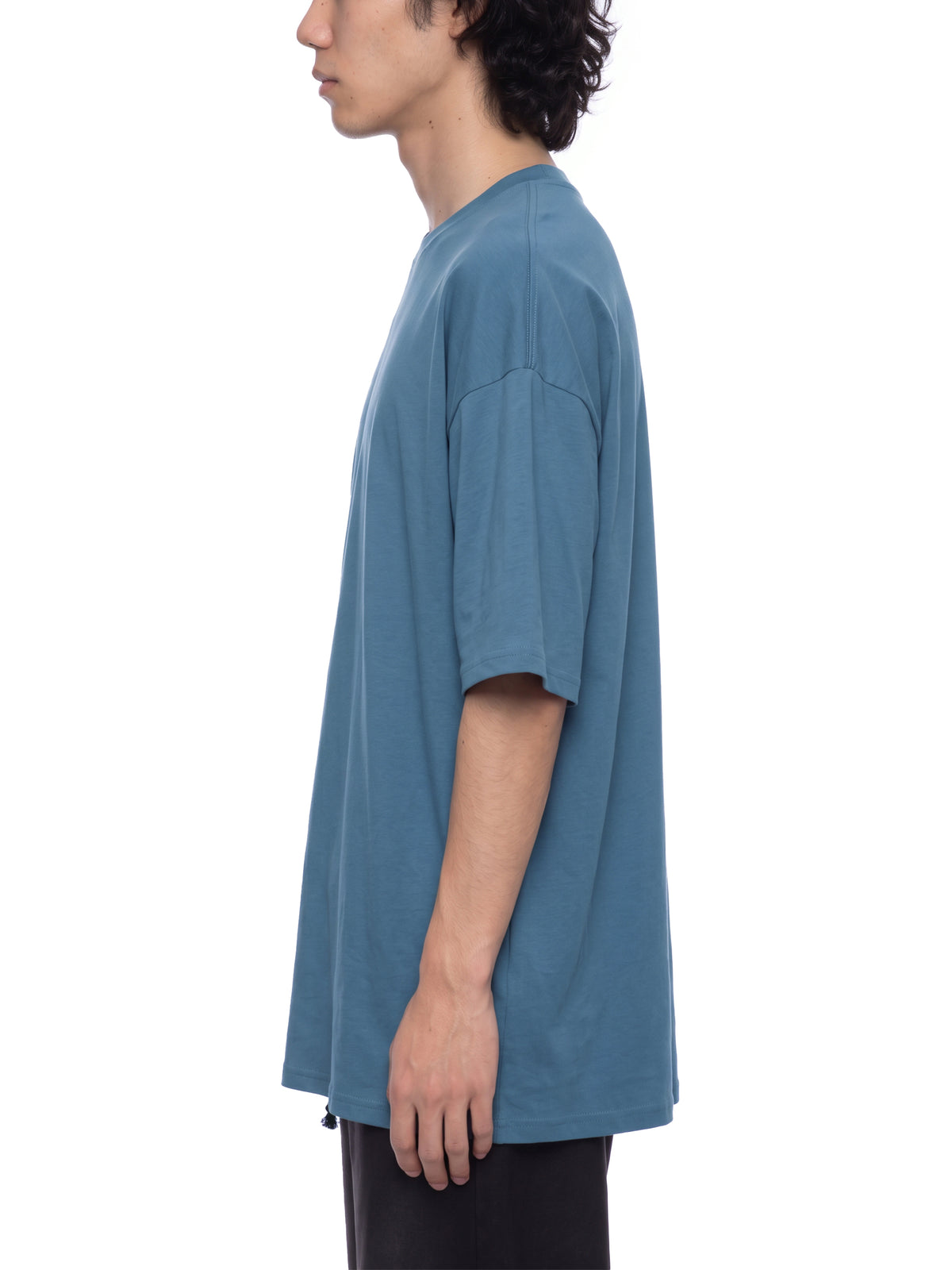 Unisex Oversized Drop Shoulder T-Shirt - Sky Blue male model side
