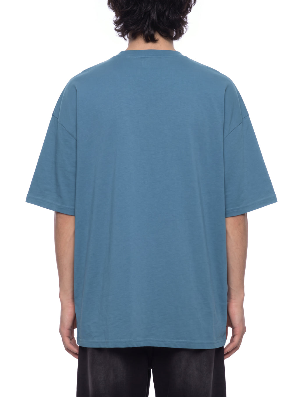 Unisex Oversized Drop Shoulder T-Shirt - Sky Blue male model back