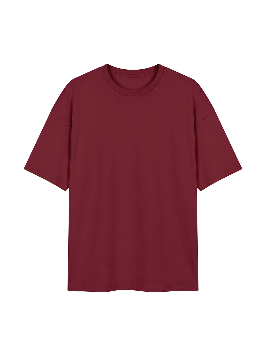 Unisex Oversized Drop Shoulder T-Shirt - Wine Red front