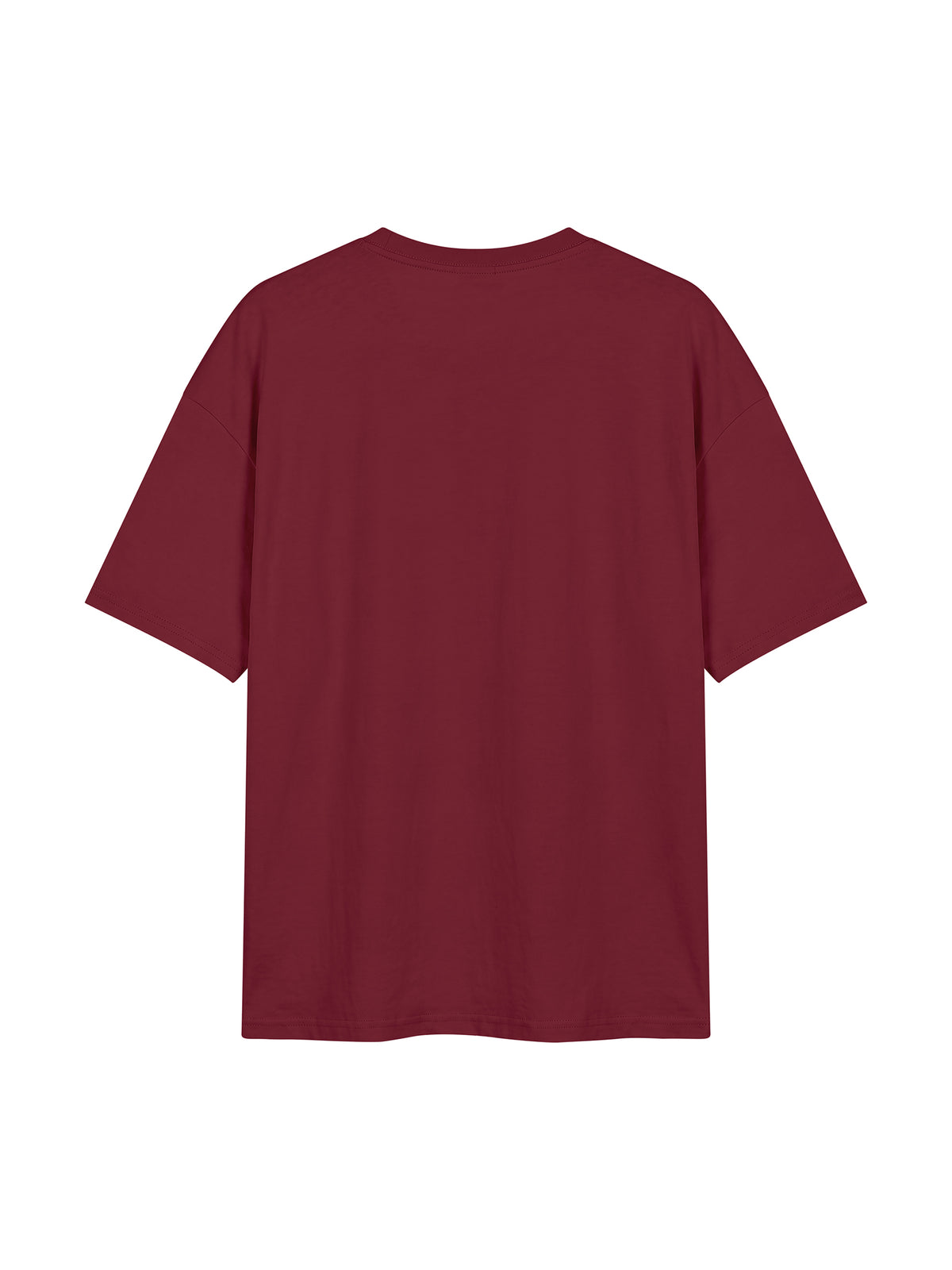 Unisex Oversized Drop Shoulder T-Shirt - Wine Red back
