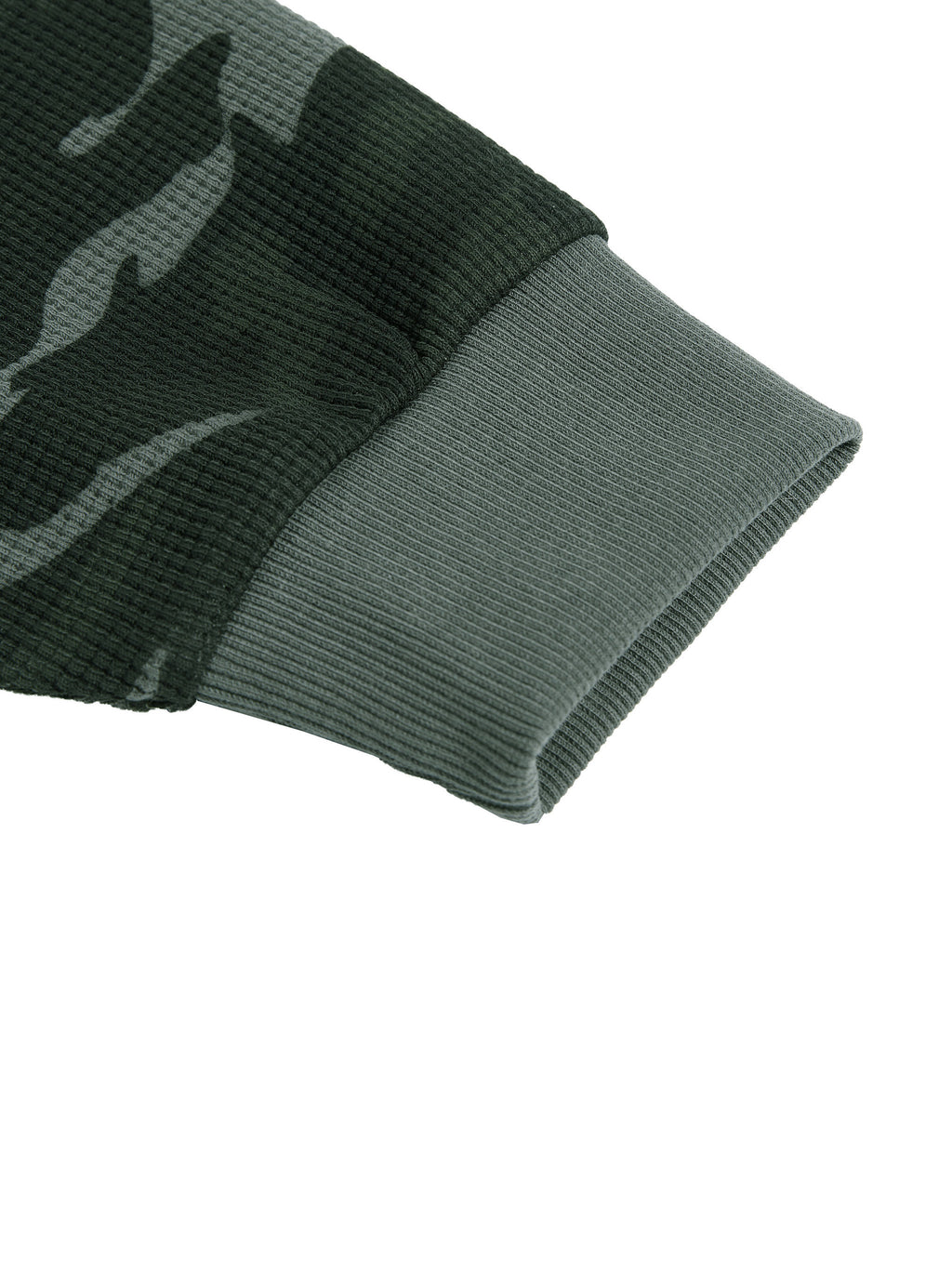 Off Script Waffle Boxy Long Sleeve T-Shirt - Gray Camo cuff detail