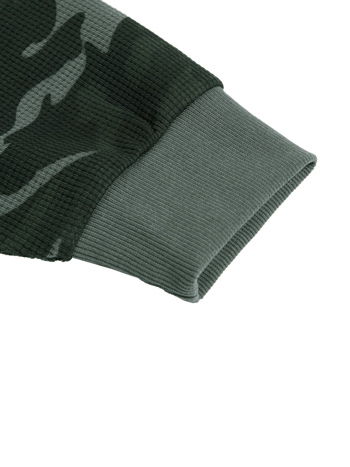 Off Script Waffle Boxy Long Sleeve T-Shirt - Gray Camo cuff detail
