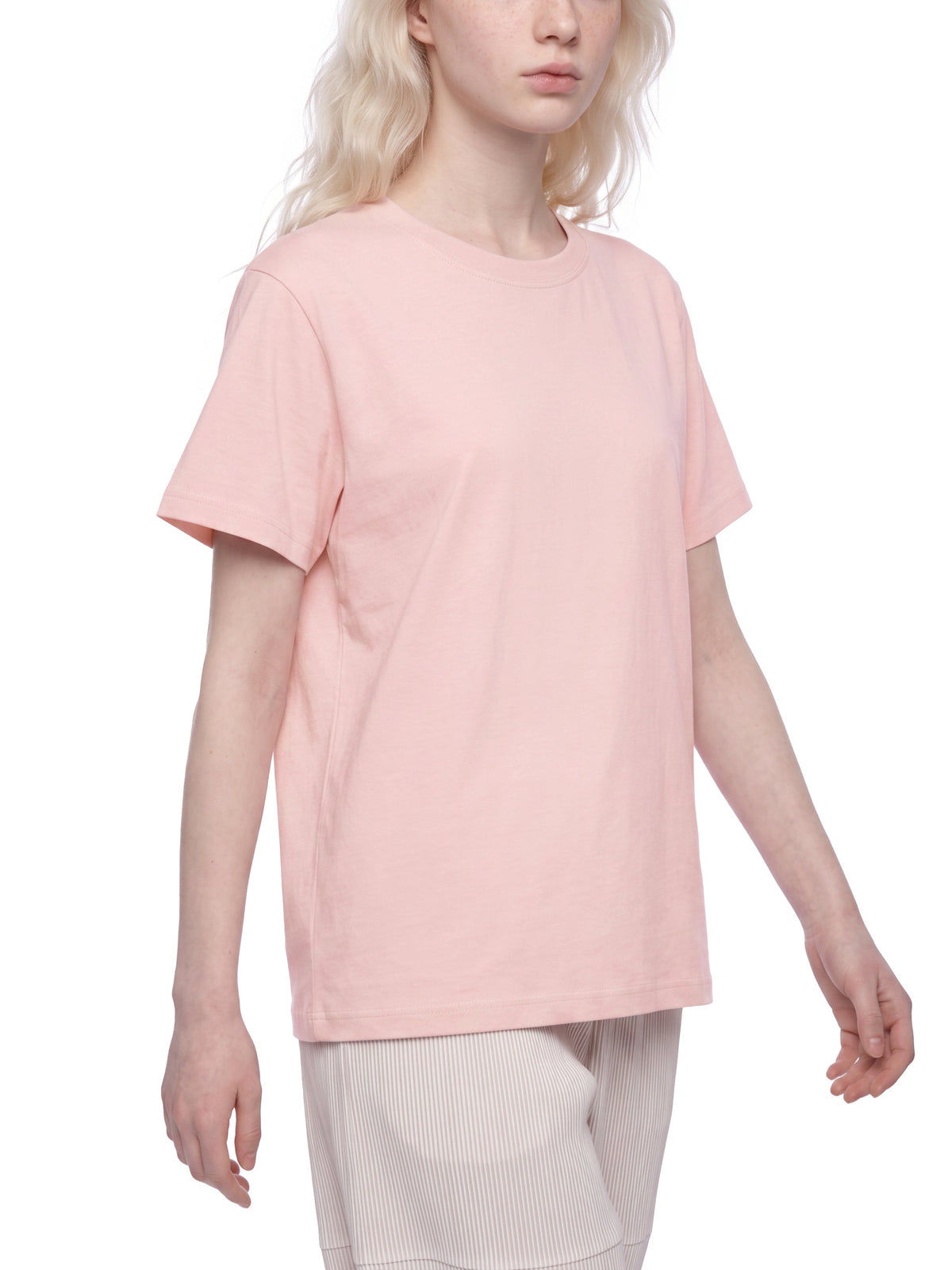 Off Script Sorona Crewneck T-Shirt - Pink model walking view