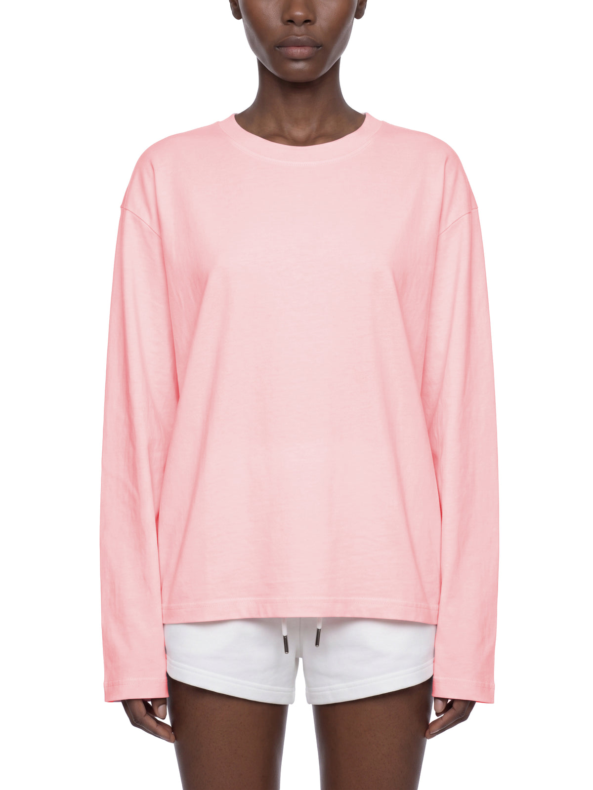 Off Script Sunfade Boxy Long Sleeve T-Shirt - Pink model front view
