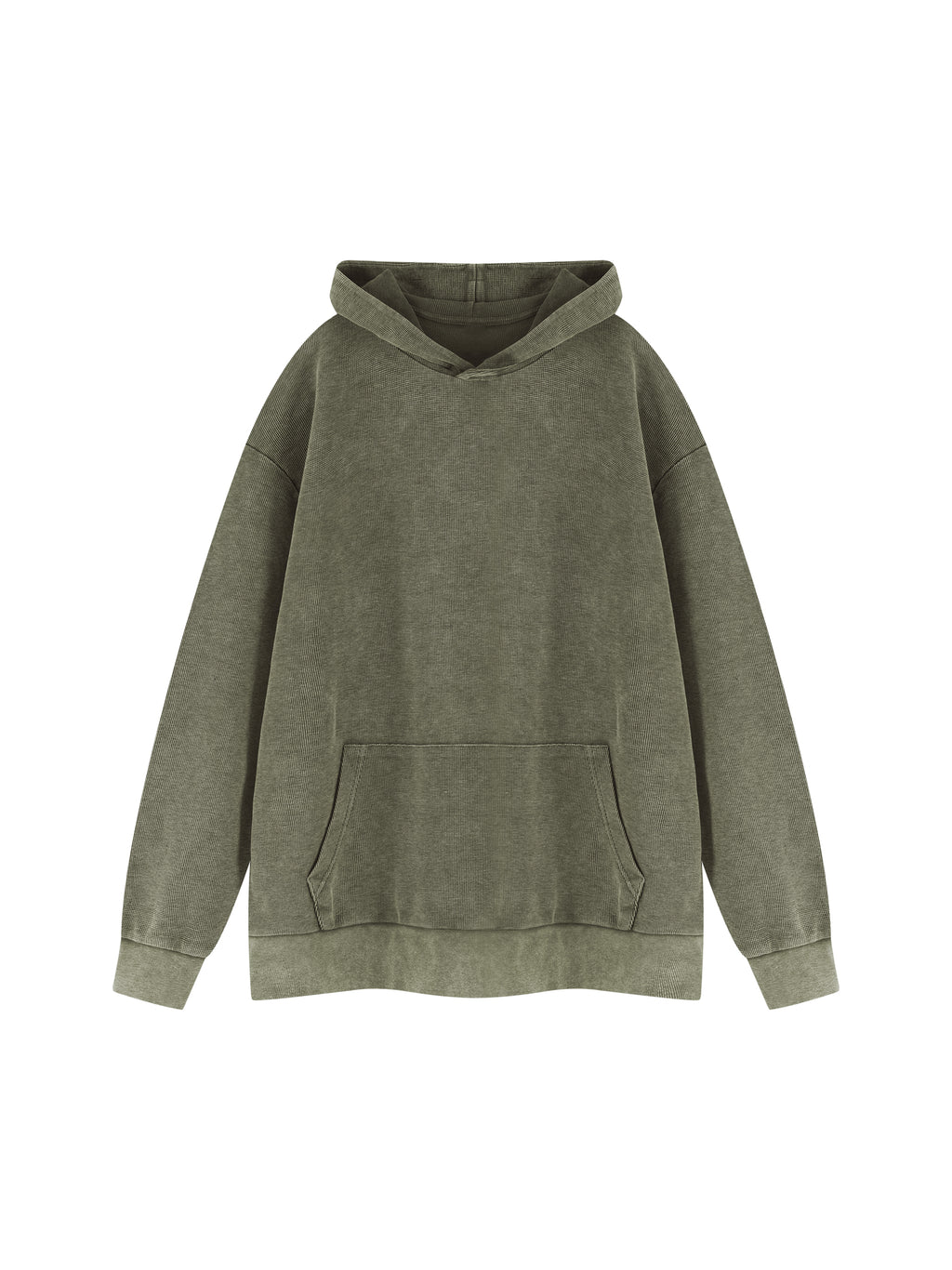Unisex Mineral Wash Oversized Hoodie – Army Green front