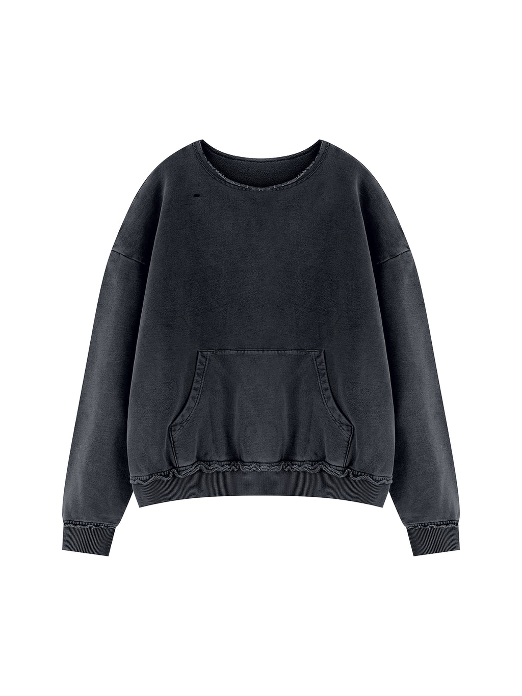 Unisex Raw Edge Crewneck Sweatshirt – Black front