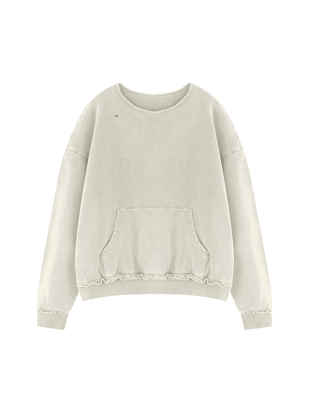 Unisex Raw Edge Crewneck Sweatshirt – Khaki Green front