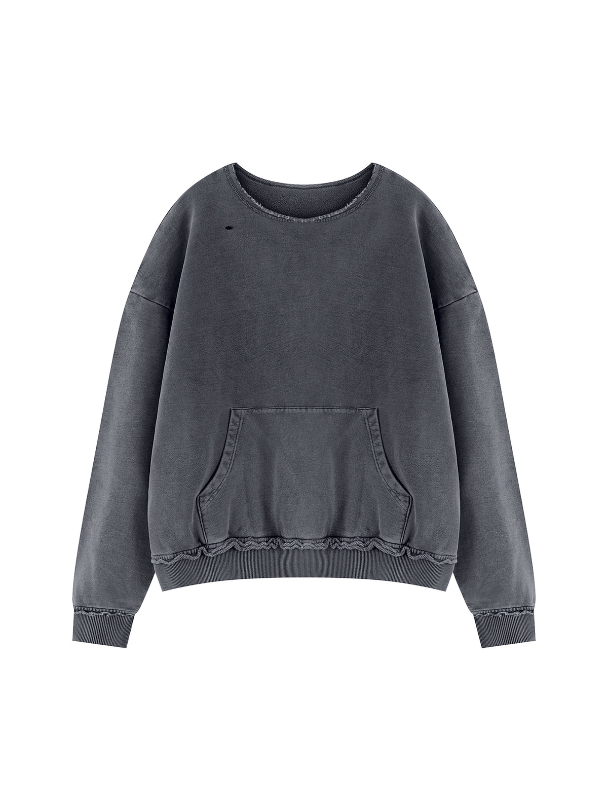 Unisex Raw Edge Crewneck Sweatshirt – Washed Gray front