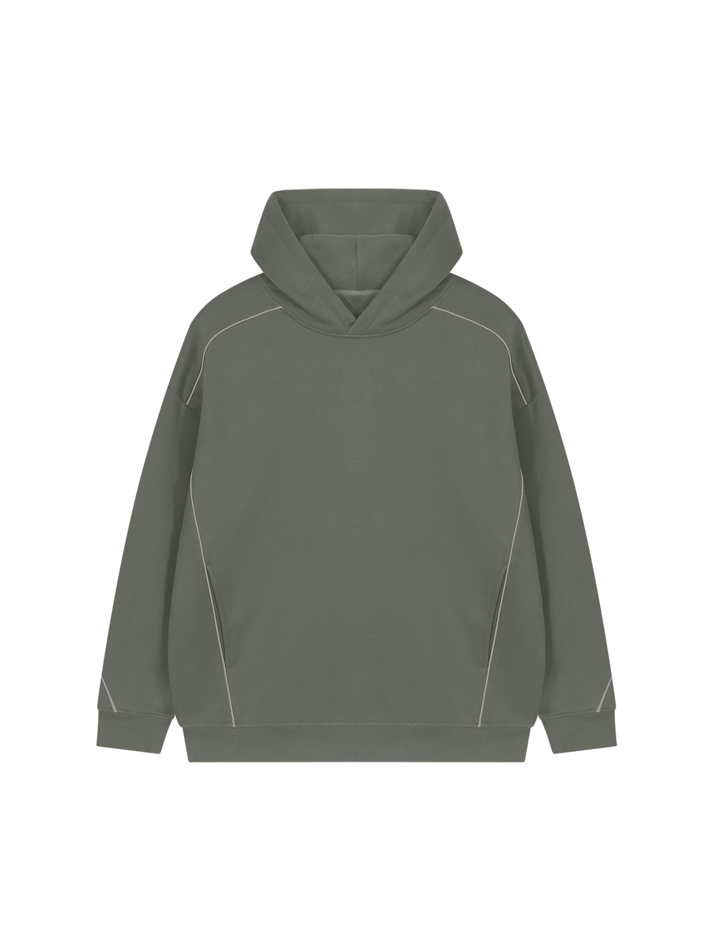 Unisex Oversized Piping Fleece Hoodie – Medium Gray front