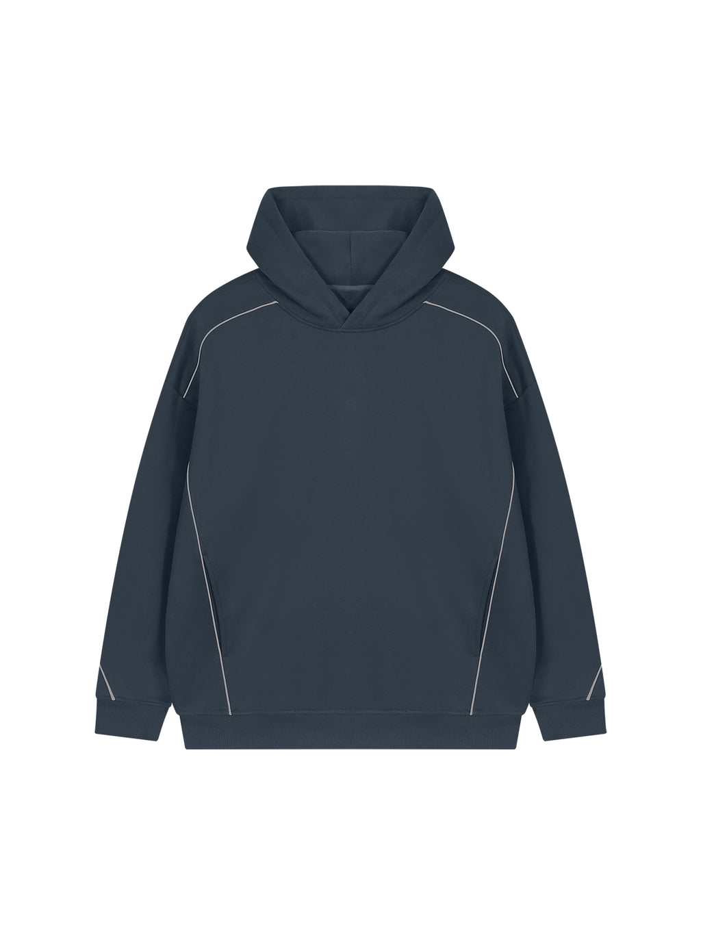 Unisex Oversized Piping Fleece Hoodie – front product view