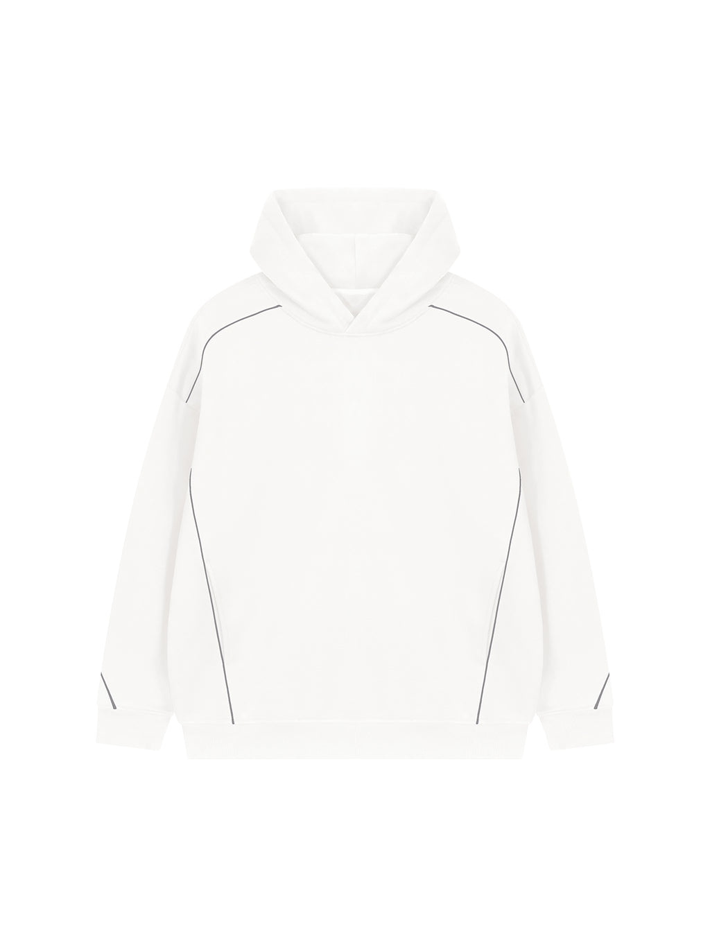 Unisex Oversized Piping Fleece Hoodie – White front