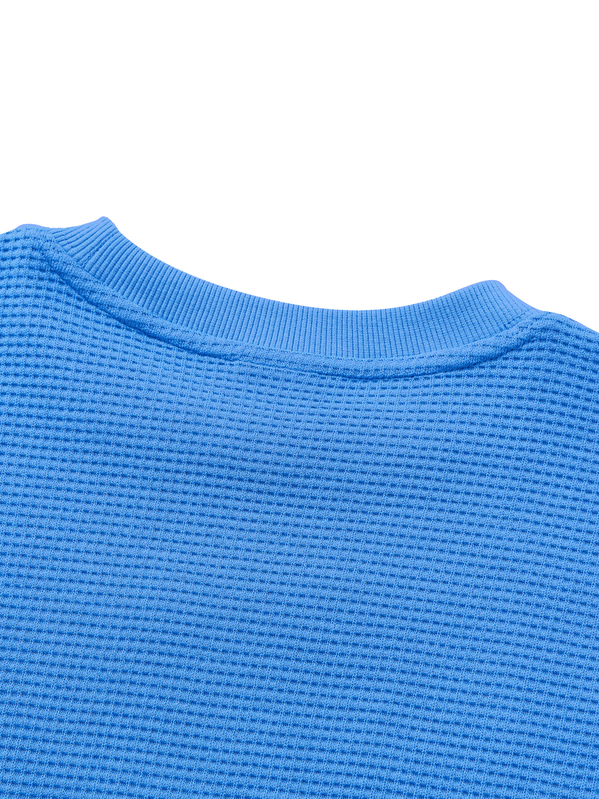 Off Script Waffle Boxy T-Shirt - Colourful Blue neckline detail