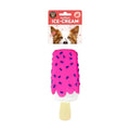 Pink vinyl ice cream dog toy