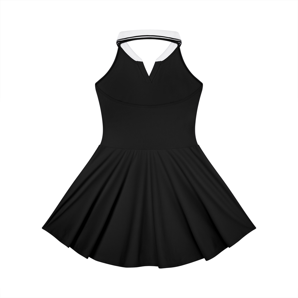 Off Script Women's Collared Halter A-Line Tennis Dress - Black back