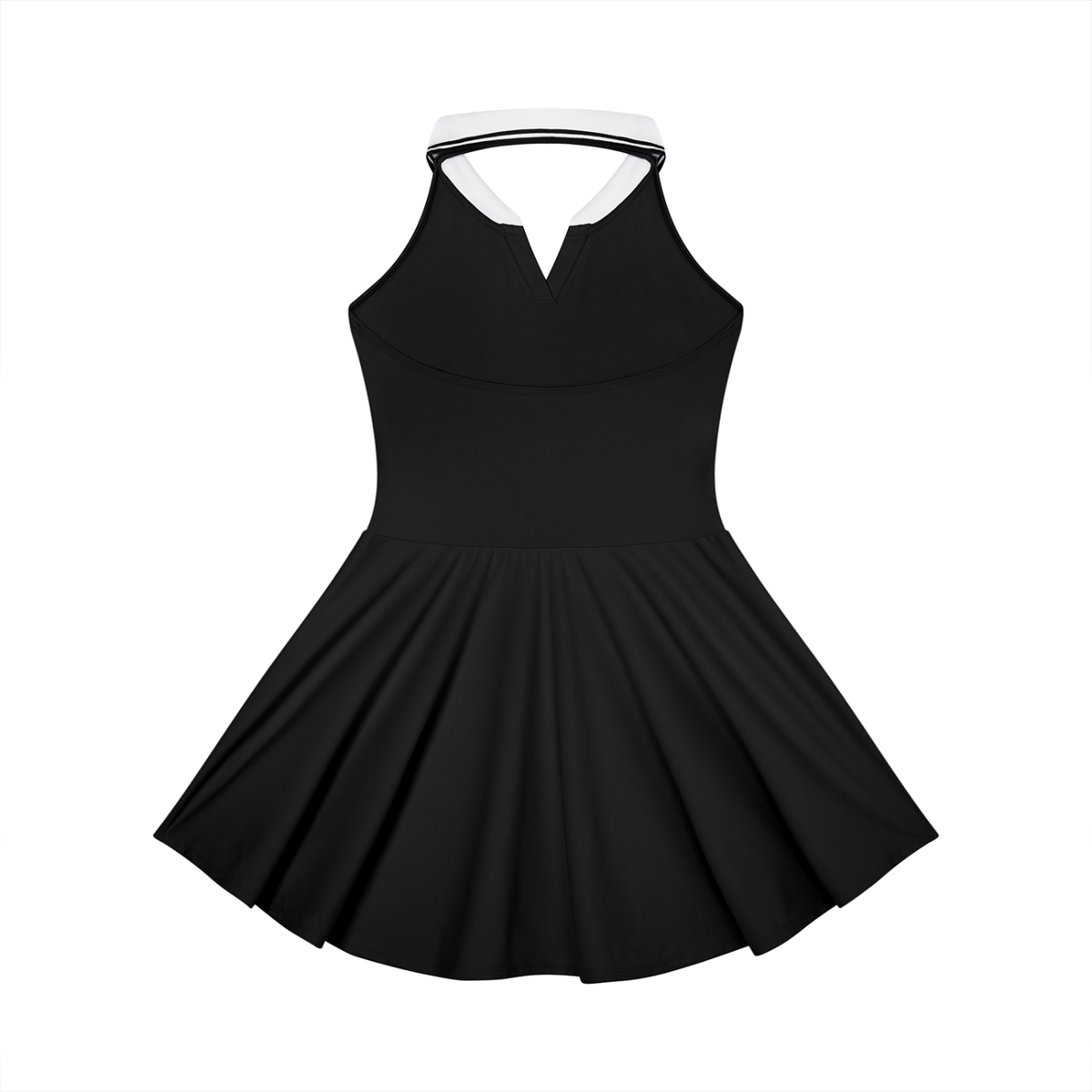Off Script Women's Collared Halter A-Line Tennis Dress - Black back