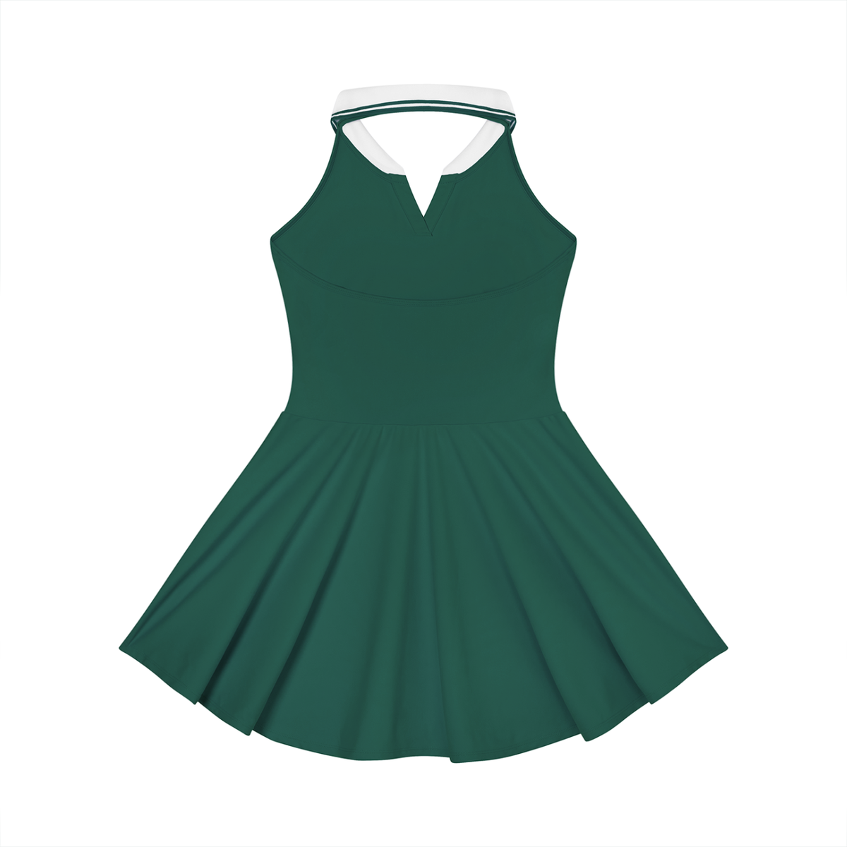 Off Script Women's Collared Halter A-Line Tennis Dress - Blackish Green back