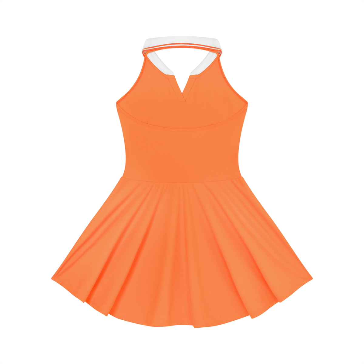 Off Script Women's Collared Halter A-Line Tennis Dress - Orange back