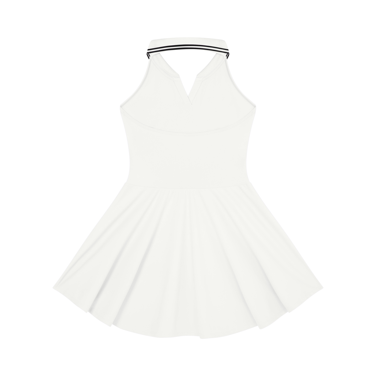 Off Script Women's Collared Halter A-Line Tennis Dress - White back