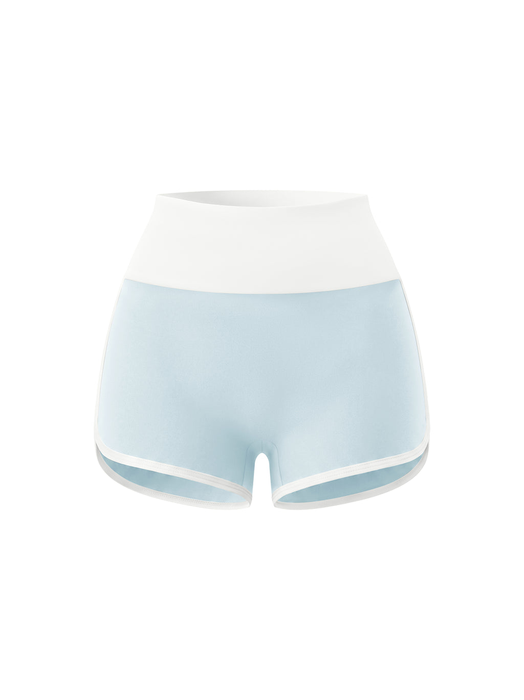 Women’s Colour-Block Yoga Shorts sky blue with white front view