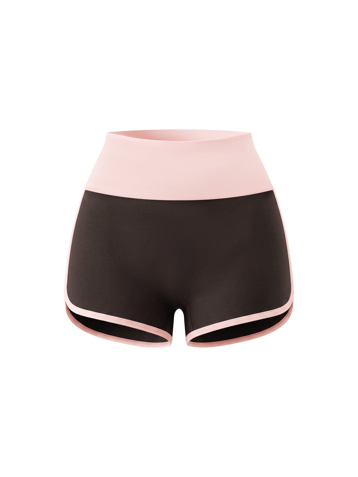 Women’s Colour-Block Yoga Shorts coffee with light pink front view