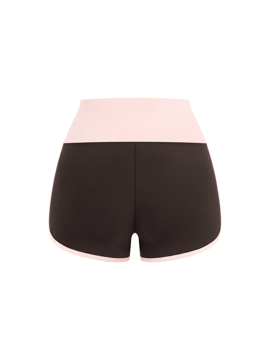 Women’s Colour-Block Yoga Shorts coffee with light pink back view