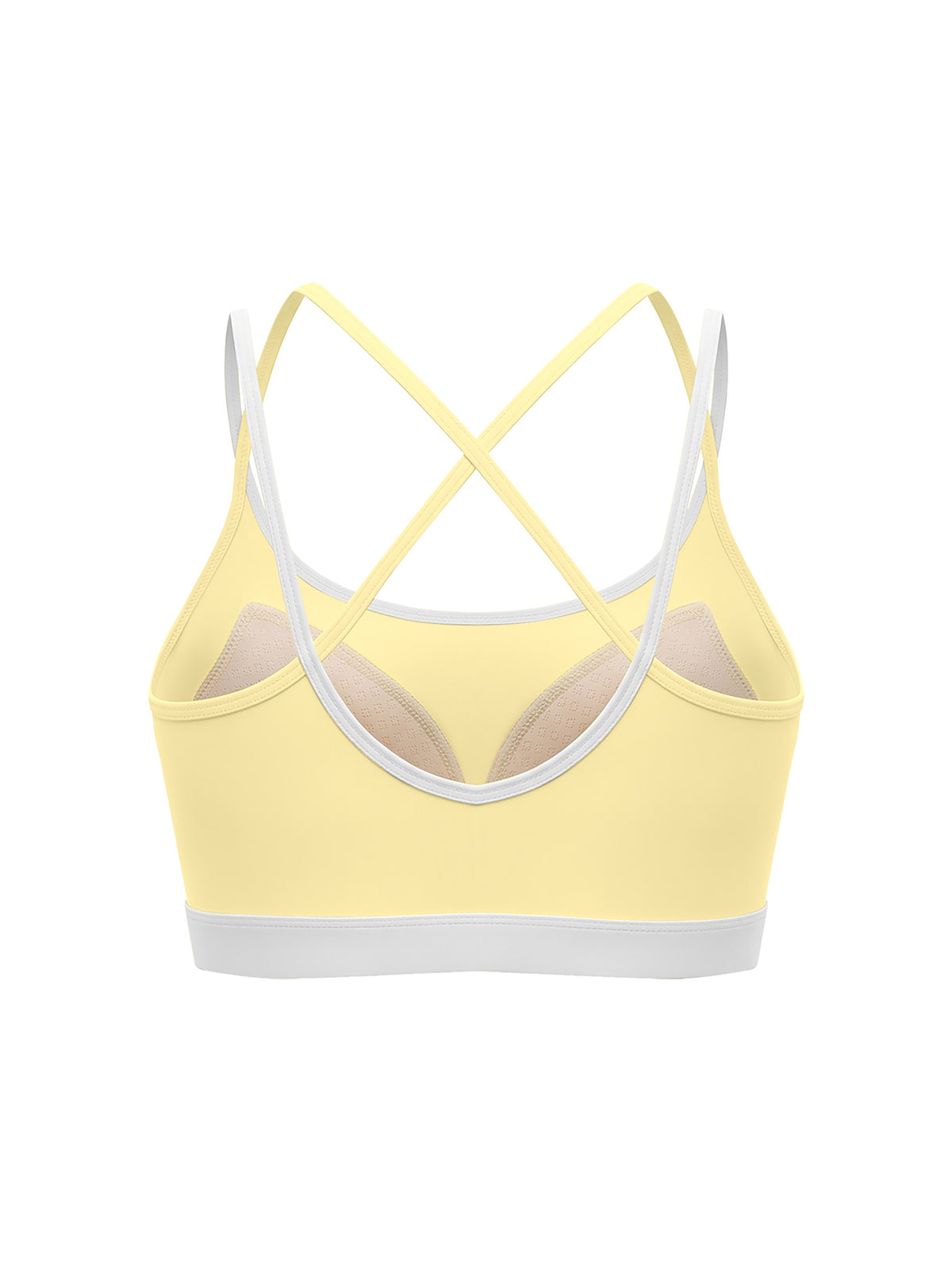Women’s Colour-Block Yoga Sports Bra - Light Yellow back