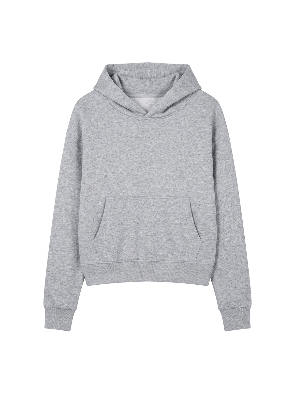Women’s Crop Drop Shoulder Hoodie flower gray front view