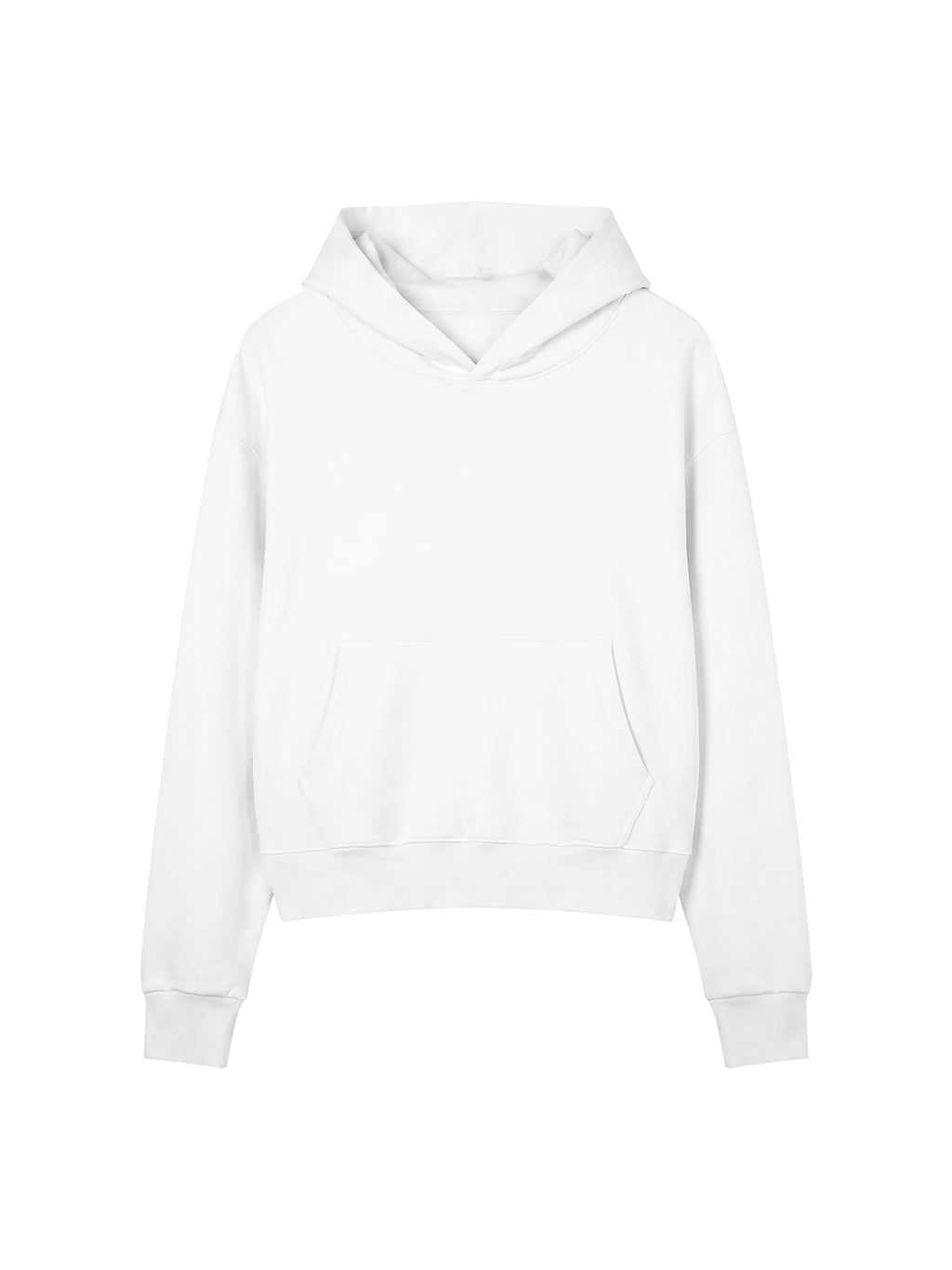 Women’s Crop Drop Shoulder Hoodie white front view