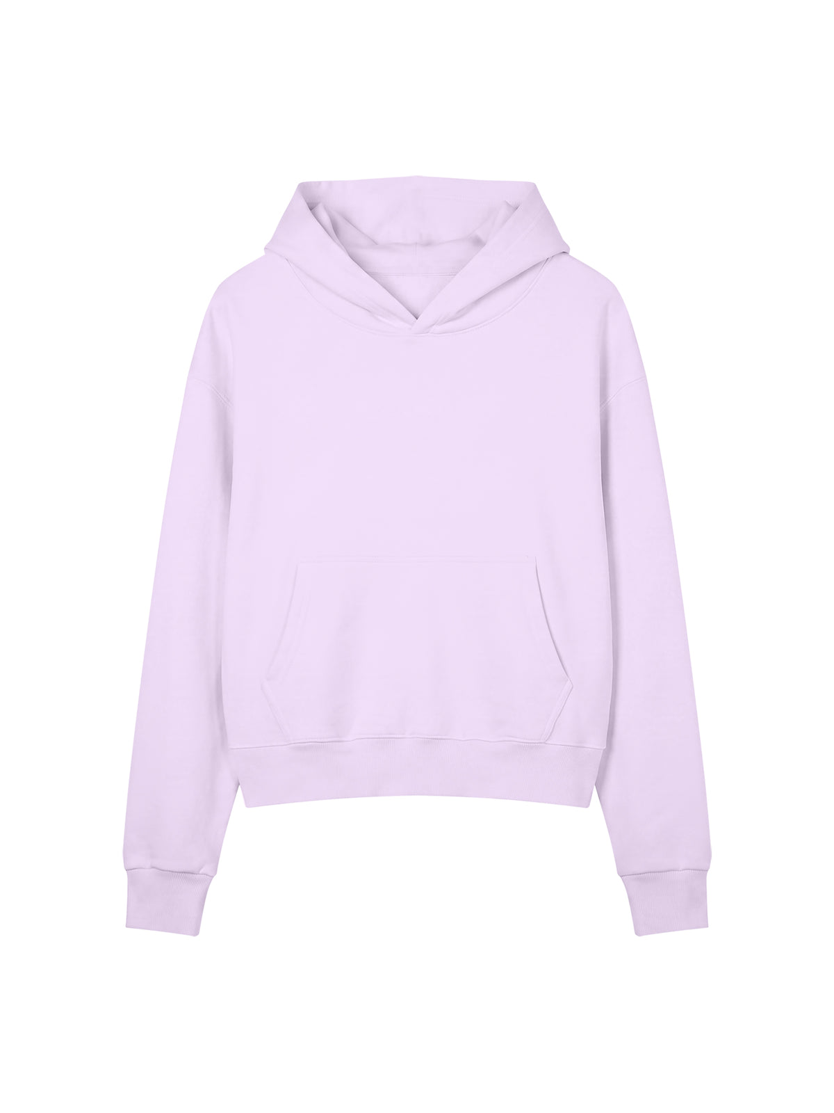 Women’s Crop Drop Shoulder Hoodie light purple front view