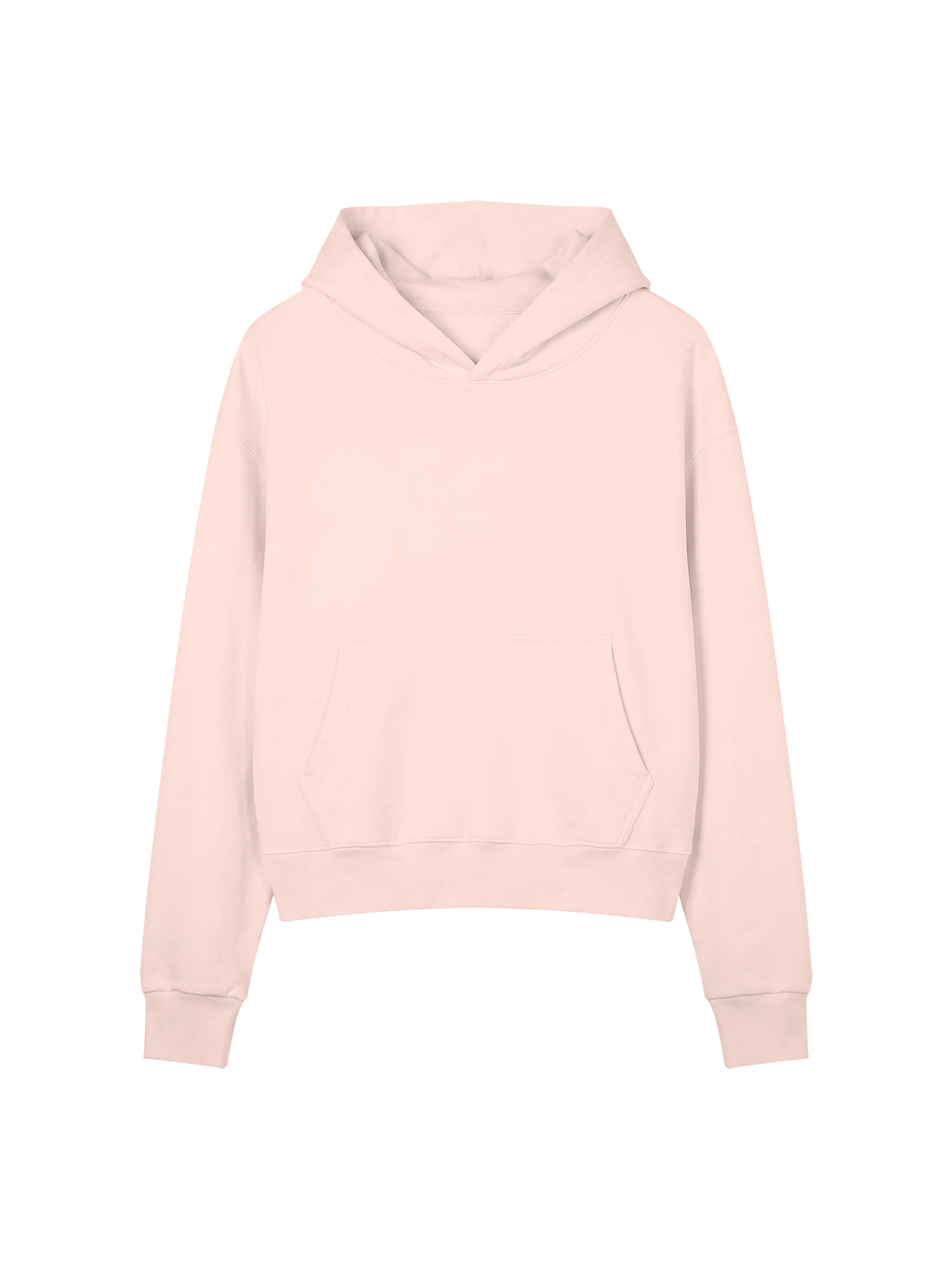 Women’s Crop Drop Shoulder Hoodie light pink front view