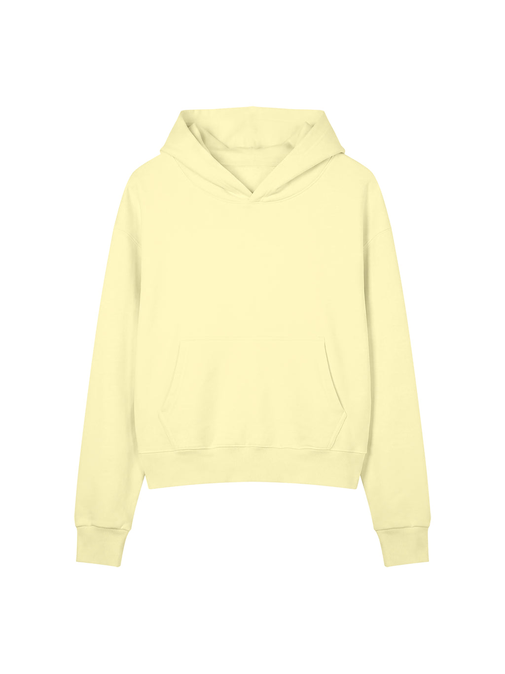 Women’s Crop Drop Shoulder Hoodie light yellow front view