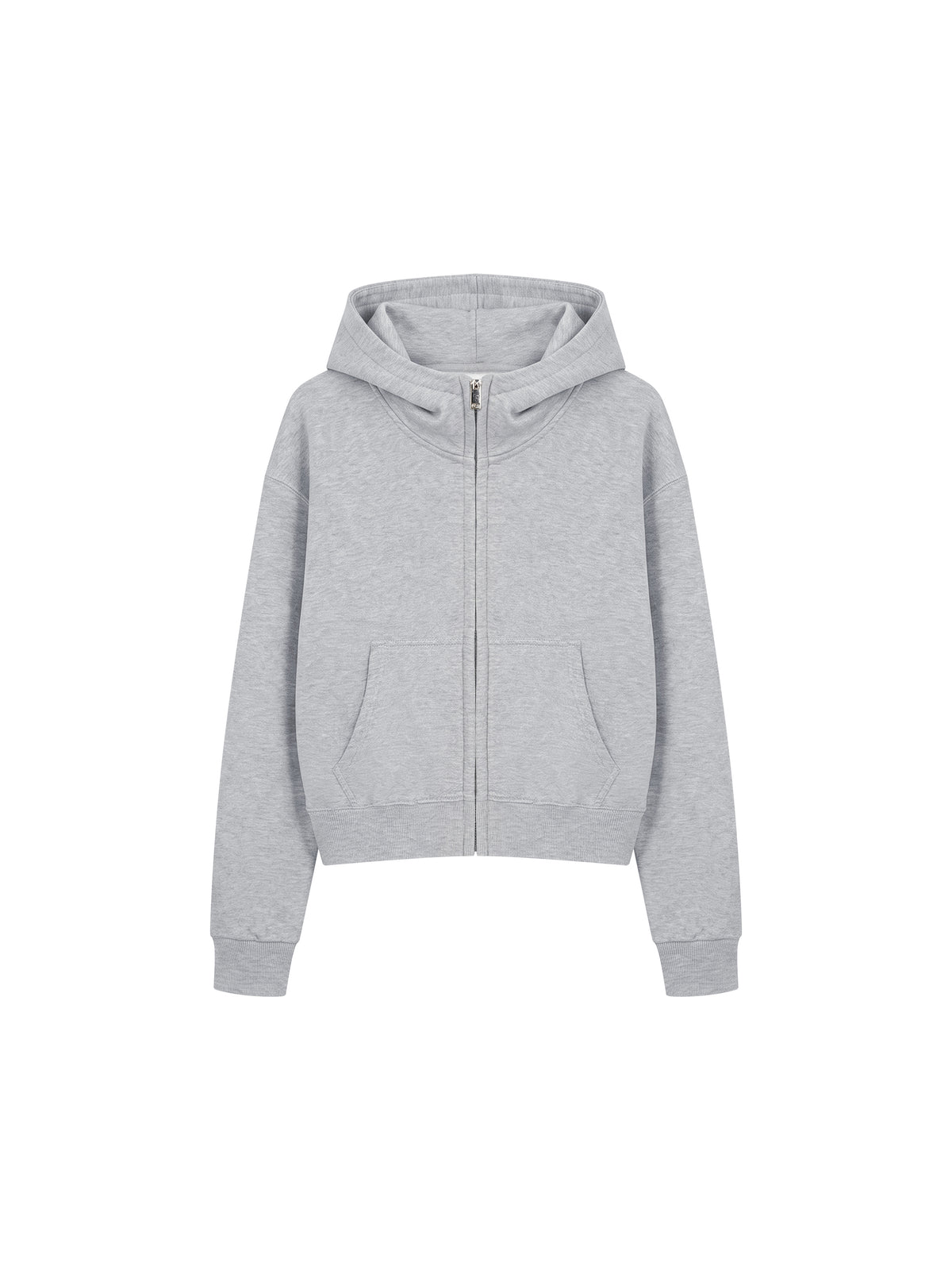 Women’s Cropped Full-Zip Hoodie flower gray front product view