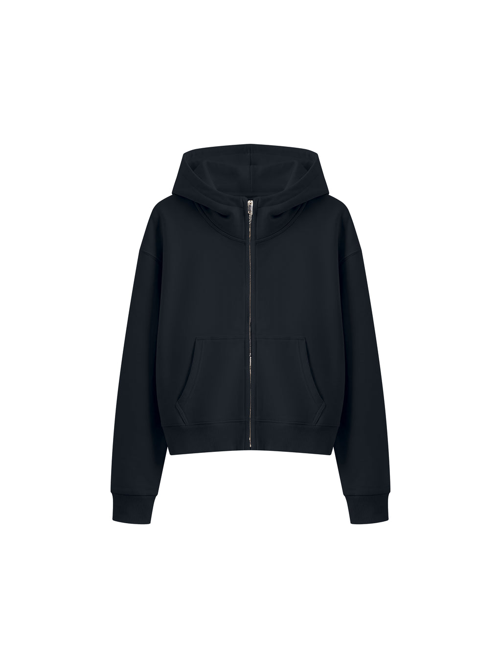 Women’s Cropped Full-Zip Hoodie black front view