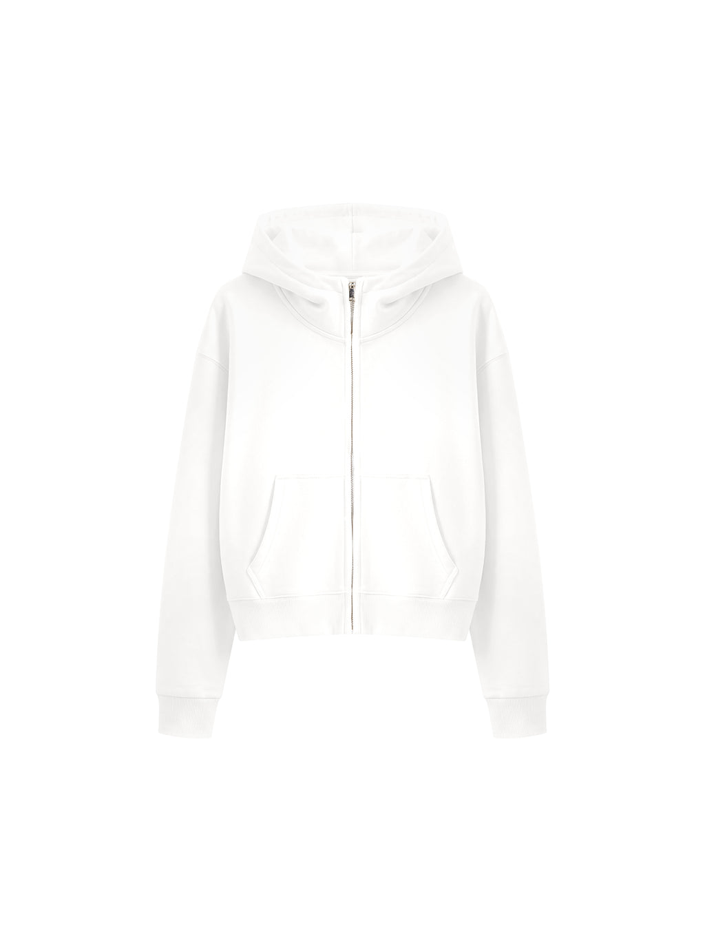 Women’s Cropped Full-Zip Hoodie white front view