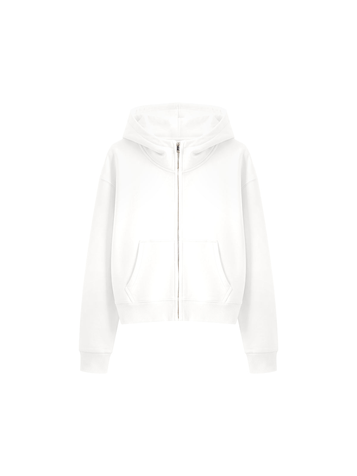 Women’s Cropped Full-Zip Hoodie white front view