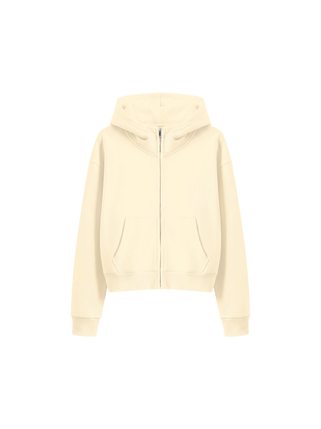 Women’s Cropped Full-Zip Hoodie apricot front view