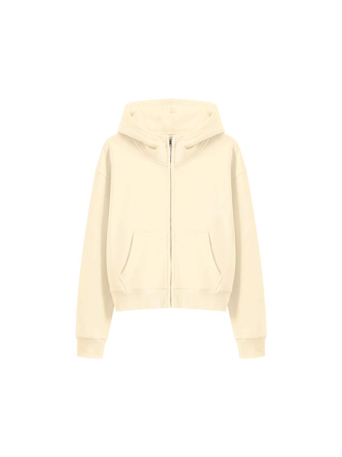 Women’s Cropped Full-Zip Hoodie apricot front view
