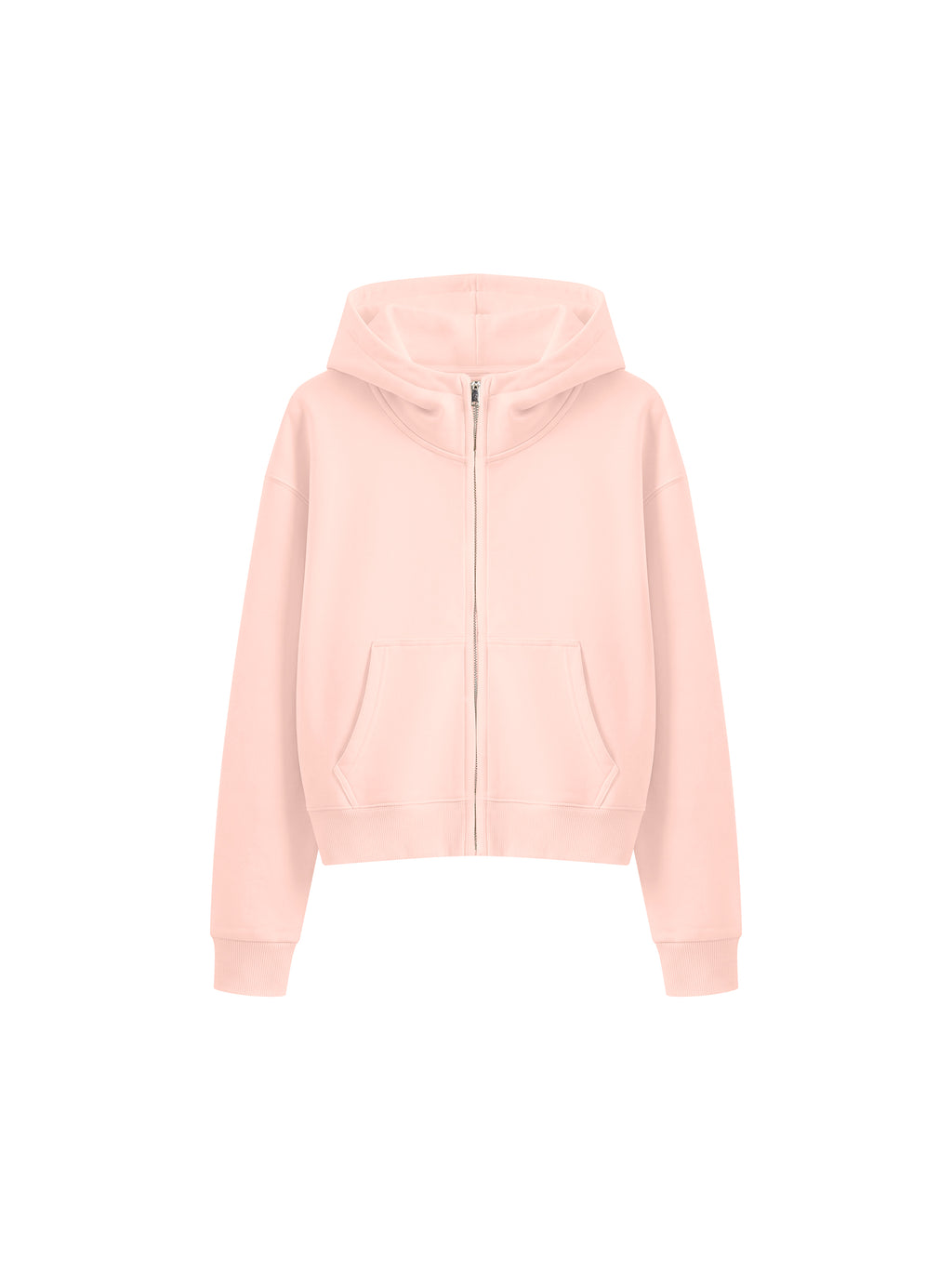Women’s Cropped Full-Zip Hoodie light pink front view
