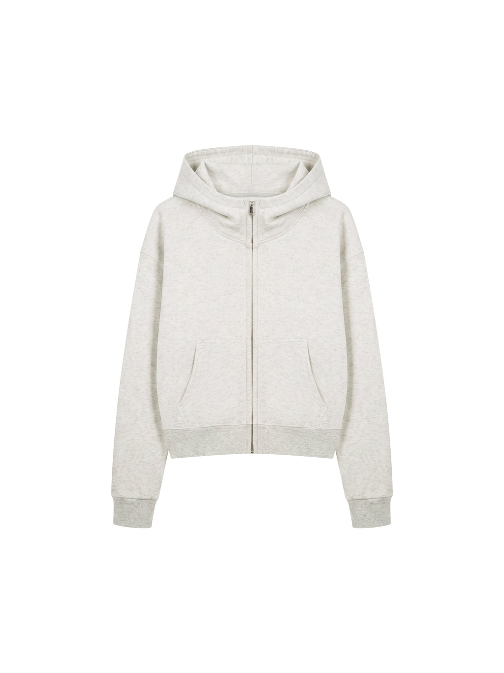 Women’s Cropped Full-Zip Hoodie oat gray front view