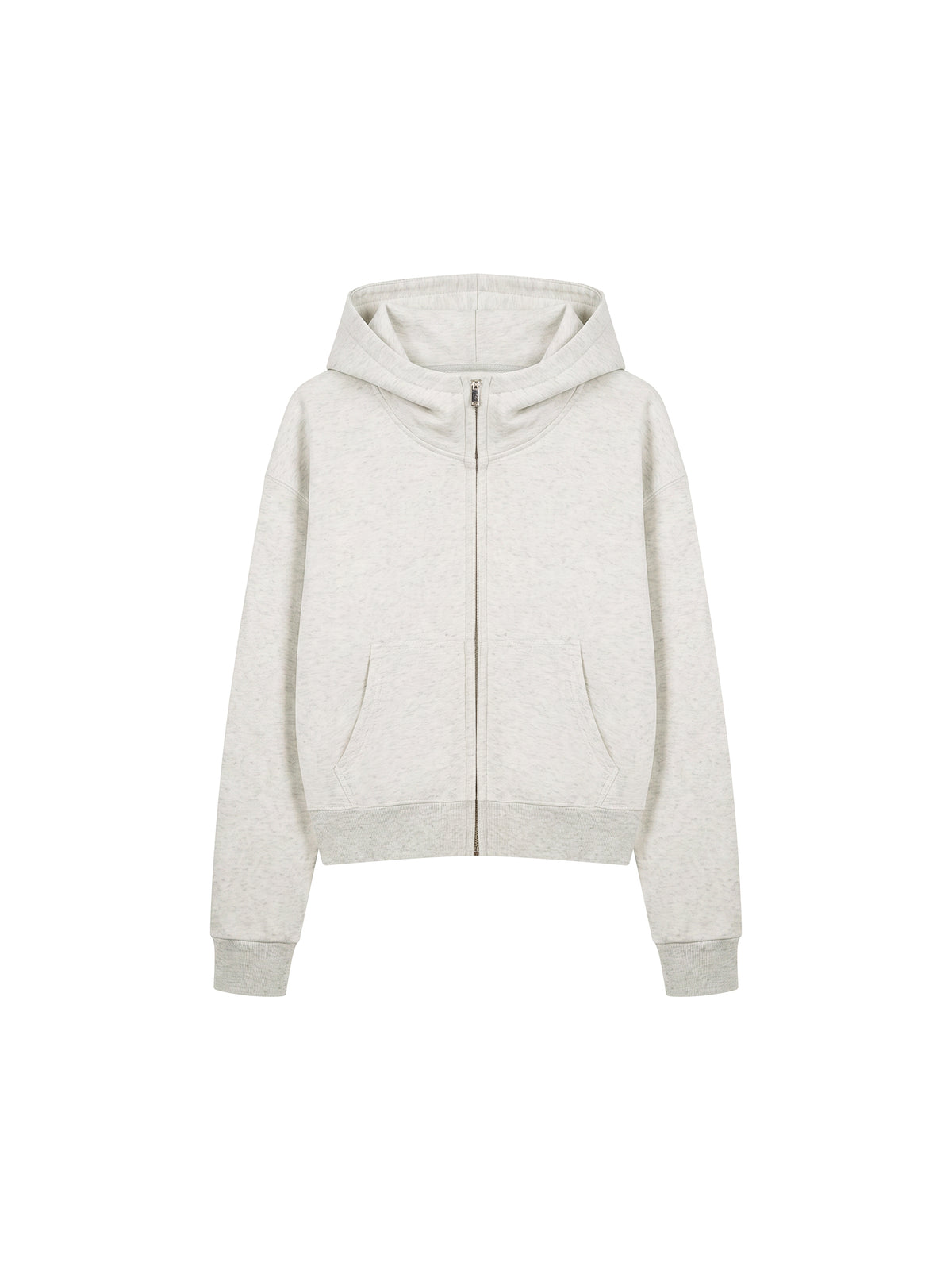 Women’s Cropped Full-Zip Hoodie oat gray front view